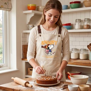Cute Beagly Dog Patterned Female Apron, Waterproof Kitchen & Restaurant Pinafore, Adjustable Cross-Back Chef Apron with Front Pockets