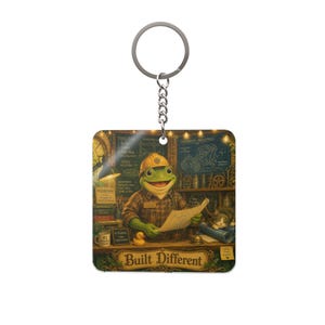 Engineer Gift Keychain, Frog Lover Acrylic Keychain, Built Different Charm, Funny Engineering Gift, Engineering Student Keyring