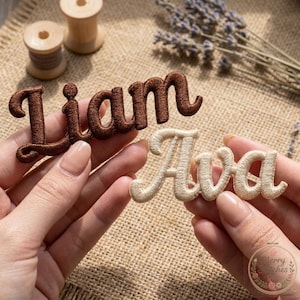 Parche termoadhesivo bordado personalizado con nombre - Texto en 3D personalizado - Regalo único para niños y adultos - Etiqueta decorativa para chaquetas y ropa