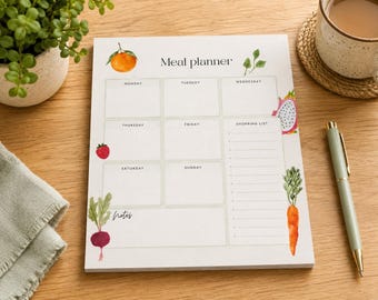 Handmade Weekly Meal Planner Notepad | Kitchen Organizer Stationery