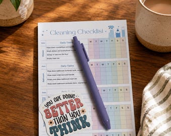 Cleaning Checklist Notepad | House Cleaning Planner | Chore List Pad | Home Organization Gift