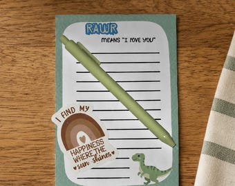 Dinosaur Love Notepad | Rawr Means I Love You Stationery (Memo Pad)