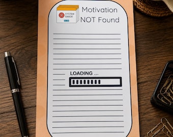 Funny Motivation Not Found Notepad | Sarcastic Office Desk Gift