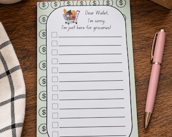 Funny Grocery List Notepad | Sarcastic Shopping Pad for Wallet (Kitchen Stationery)