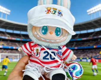 Handcrafted World Cup Soccer Outfit for Labubu V1 V2 V3, Themed Jersey Accessory Set, Doll Collector Gift