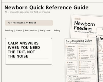 Newborn Quick Reference Guide | Feeding, Sleep, Postpartum (Printable A4 PDF - 70 pages)