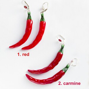 Red Chili Peppers Earrings dangle long, vegetables image 3