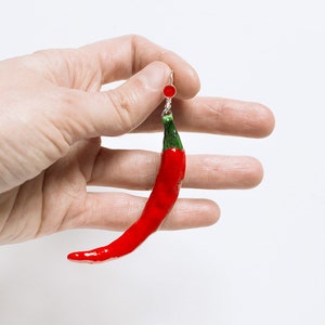 Red Chili Peppers Earrings dangle long, vegetables image 8