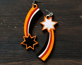 Shooting Stars Wooden Earrings | neon meteor pop art studs