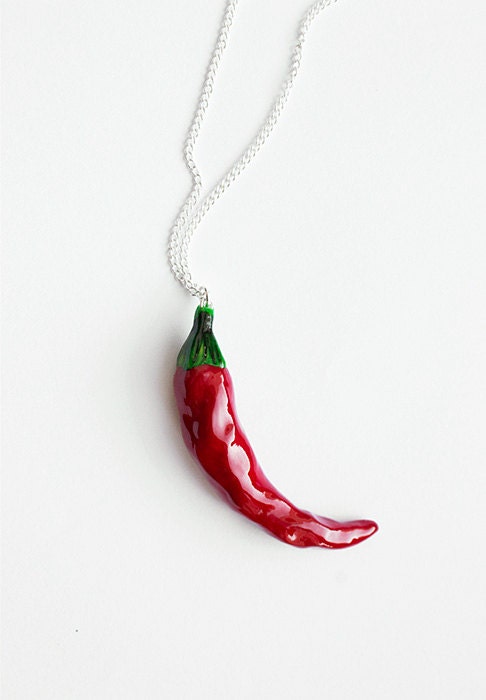 Red & Green Chili Pepper (mini) Necklace | Fake Food Japan