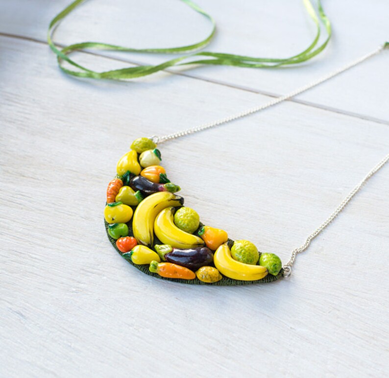 mother/'s day gift Necklace Happy Vegetables on ribbons