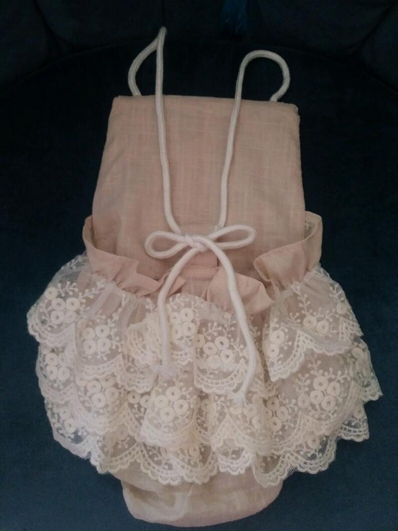 Tan Beige Boho Shabby Girl Baby Infant Birthday Outfit Romper