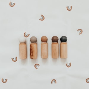Large Montessori Wood Multicultural Peg People || Toddler Toy, Baby Toy || Waldorf, Montessori Toy || Wooden Toy || Toxic-Free, Neutral Toy