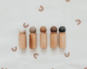 Large Montessori Wood Multicultural Peg People || Toddler Toy, Baby Toy || Waldorf, Montessori Toy || Wooden Toy || Toxic-Free, Neutral Toy