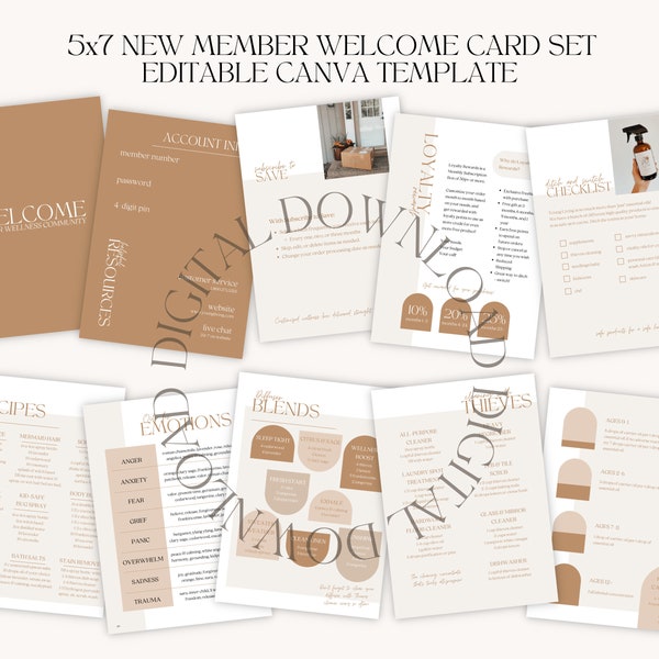 Young Living 2023 New Member Welcome Card Set || 5x7 Welcome Card Set || New YL Customer Welcome Package || Editable Canva Template