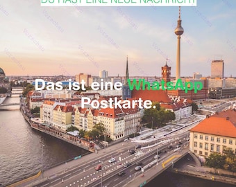 Juego de postales modernas de Berlín para descargar digitalmente | 4 postales fotográficas estéticas al estilo de WhatsApp y Messenger (tarjetas de felicitación en PDF)