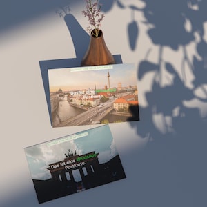 Modern Berlin Postcard Set Digital Download | 4 Aesthetic Photo Postcards in WhatsApp Style, Messenger Look Greeting Cards PDF