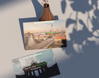 Modern Berlin Postcard Set Digital Download | 4 Aesthetic Photo Postcards in WhatsApp Style, Messenger Look Greeting Cards PDF