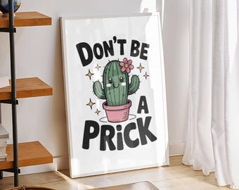 Funny Cactus Poster – Bold Typography Wall Art, Colour Block Print (Digital Download)