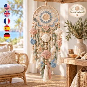 Crochet Seashell Dreamcatcher Pattern PDF, Coastal Mandala Wall Hanging, Boho Ocean Decor for Intermediate Makers Tutorial