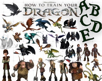 Paquete de imágenes PNG, fuentes y clipart de Cómo entrenar a tu dragón (descarga digital)