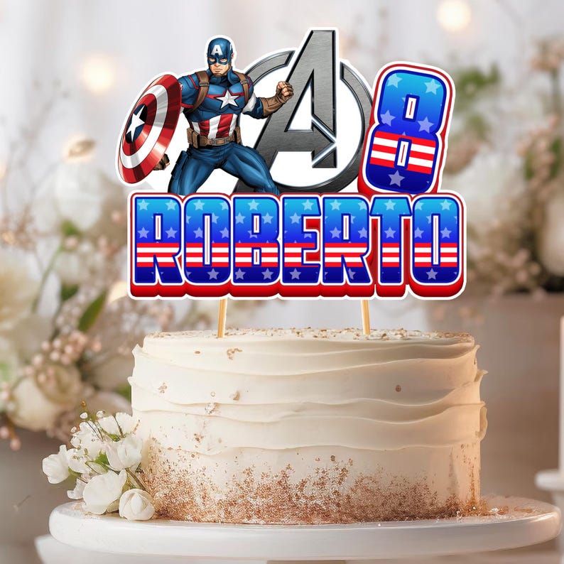 Iron Man Birthday Cake Topper : Party Banner & Stickers --- Digital File --- image 1
