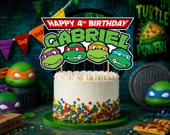 Ninja Birthday Cake Topper : Party Banner & Stickers --- Digital File ---