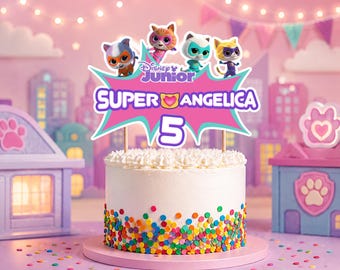 Super Kitties Birthday Cake Topper : Party Banner & Stickers --- Digital File ---