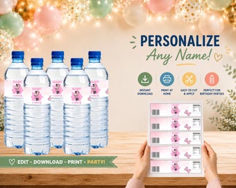 Minnie Mouse Party Bottle Label | Editable Water Bottle Sticker | Printable Template