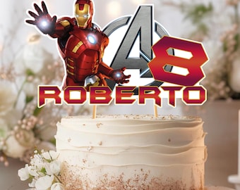 Decorazione per torta di compleanno di Iron Man: striscione e adesivi per feste --- File digitale ---