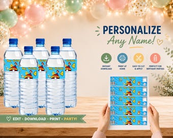 Pikachu Party Bottle Label | Editable Water Bottle Sticker | Printable Template
