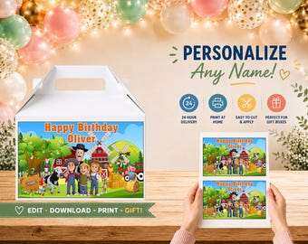 Personalized Zenon Farm Birthday Gift Box Design (Digital File)