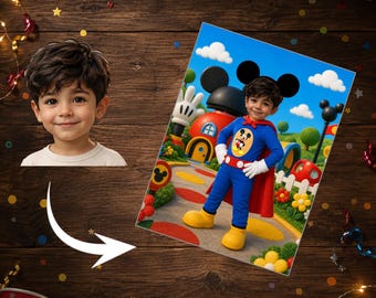 Póster personalizado con retrato de Mickey Mouse, retrato de cumpleaños --- Archivo digital ---