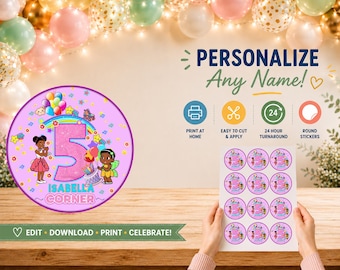 Corner Birthday Sticker : Party Favor --- Digital File ---