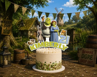 Shrek Birthday Cake Topper : Party Banner & Stickers --- Digital File ---