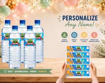 Sonic Party Bottle Label | Editable Water Bottle Sticker | Printable Template