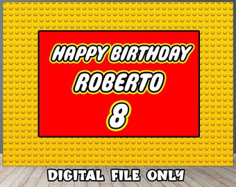 Block Birthday Backdrop : Party Banner & Background --- Digital File ---