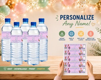 Kitties Party Bottle Label | Editable Water Bottle Sticker | Printable Template