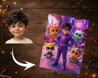Custom Kitties Portrait Poster, Birthday Potrait --- Digital File ---