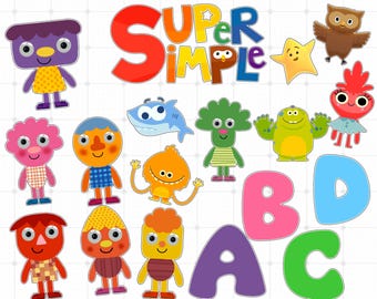 Paquete de canciones súper sencillas en formato PNG con fuente a juego para manualidades infantiles y decoración del aula.