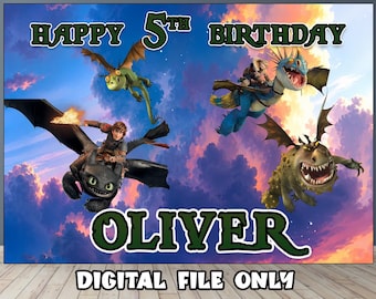 How To Train Your Dragon Birthday Backdrop : Party Banner & Background --- Digital File ---