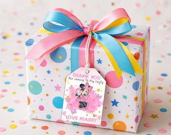 Biglietto di ringraziamento rosa di Minnie Mouse per il compleanno (download digitale)