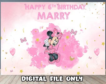 Minnie Mouse Birthday Backdrop : Party Banner & Background --- Digital File ---