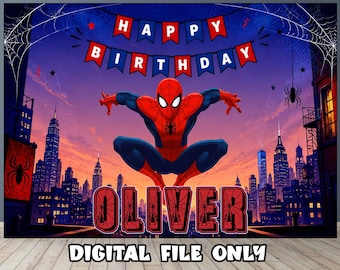 Spiderman Birthday Backdrop : Party Banner & Background --- Digital File ---