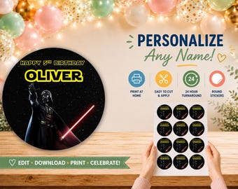 Adesivo de aniversário Star Wars: Lembrancinha de festa --- Arquivo digital ---