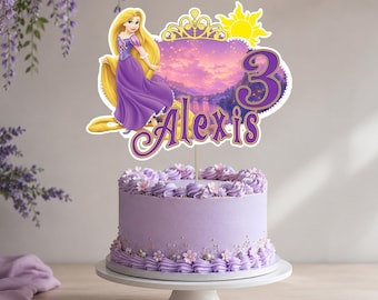 Decorazione per torta di compleanno di Rapunzel: striscione e adesivi per feste --- File digitale ---