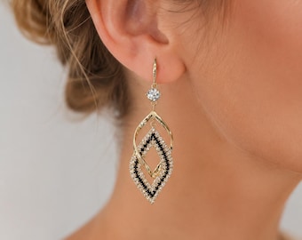 Pendientes colgantes de cristal marquesa dorados, elegantes joyas de boda para novias.