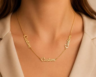 Collar con nombre personalizado: Acero inoxidable chapado en oro, joyería personalizada