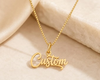 Collar personalizado de acero inoxidable dorado con nombre, colgante con letra delicada, joyería minimalista.