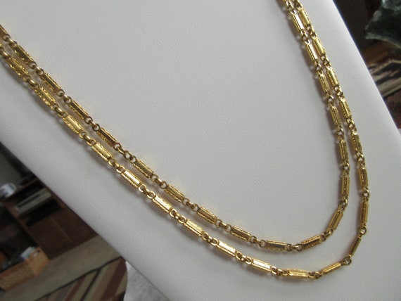 Statement Double Chain Goldtone Necklace - Elegant